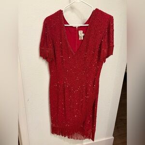 Vintage Naeem Khan Red Sequin Dress